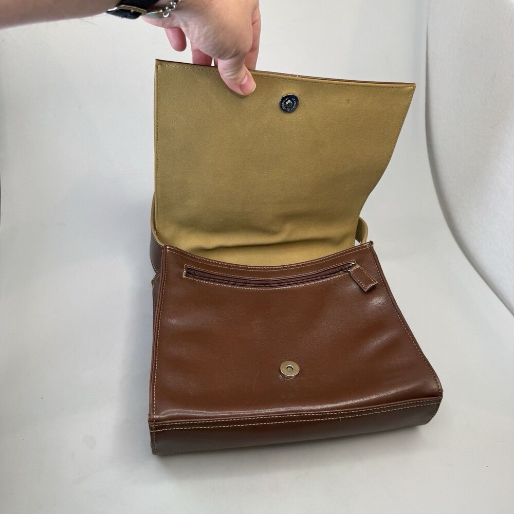 Vintage Mondani New York Brown Faux Leather Structured Shoulder Bag Purse EUC - Picture 5 of 15